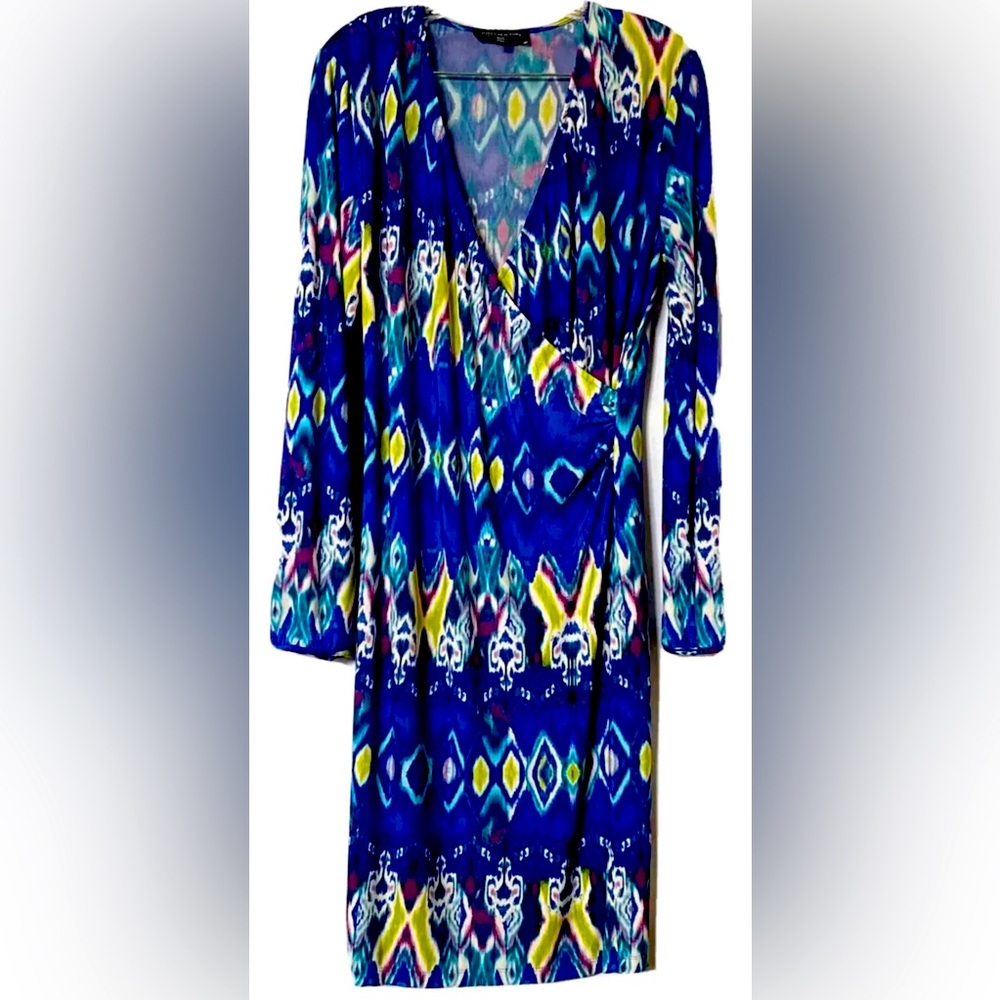 Jones New York Signature Midi Faux Wrap Long Sleeve Dress